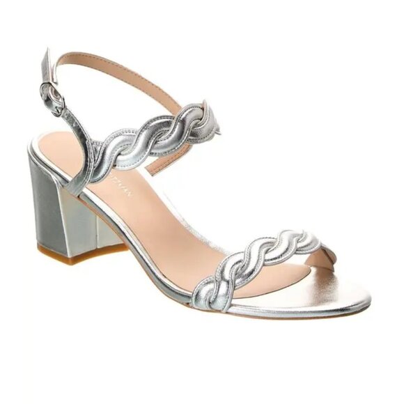 Stuart Weitzman Twistie Block Heel in Silver Size 6 - Picture 1 of 13